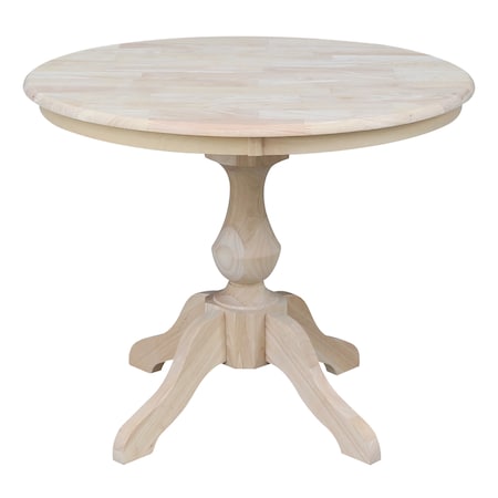 International Concepts Round 36 in Round Top Pedestal Table, 28.9 inH, Unfinished, 36 W, 36 L, 29.9 in H, Wood, Unfinished K-36RT-11B